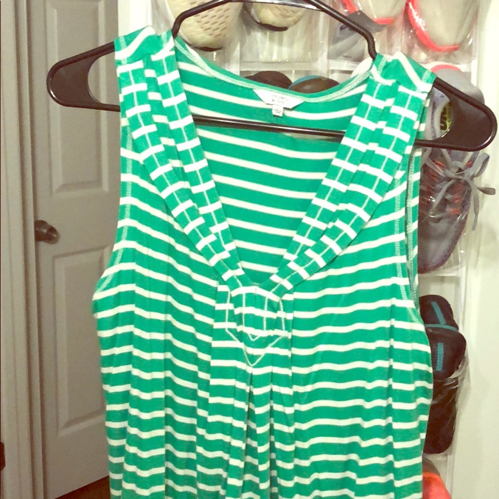Crown & Ivy Sleeveless Green And White Top-New